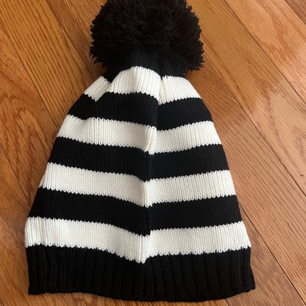 Black and White Striped Kids Beanie